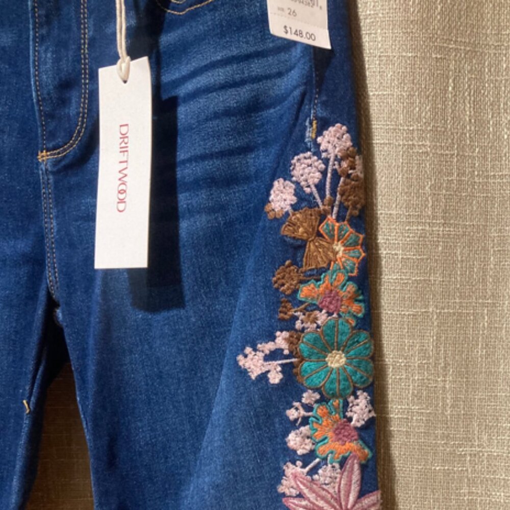 NEW Driftwood Jackie embroidered jeans size 26 dark wash 266 4J2 - Picture 8 of 9